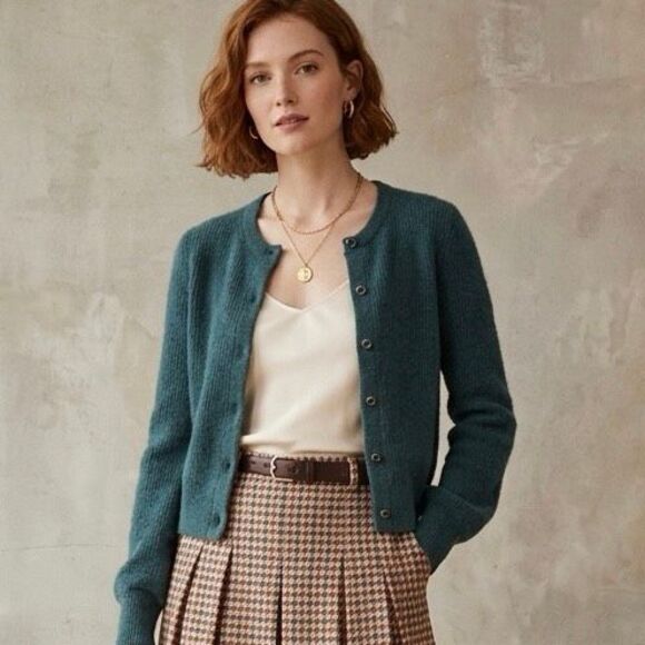 J.Crew Sweaters - J.Crew Merino Wool Blend Cardigan XS Teal Green Button Front Sweater